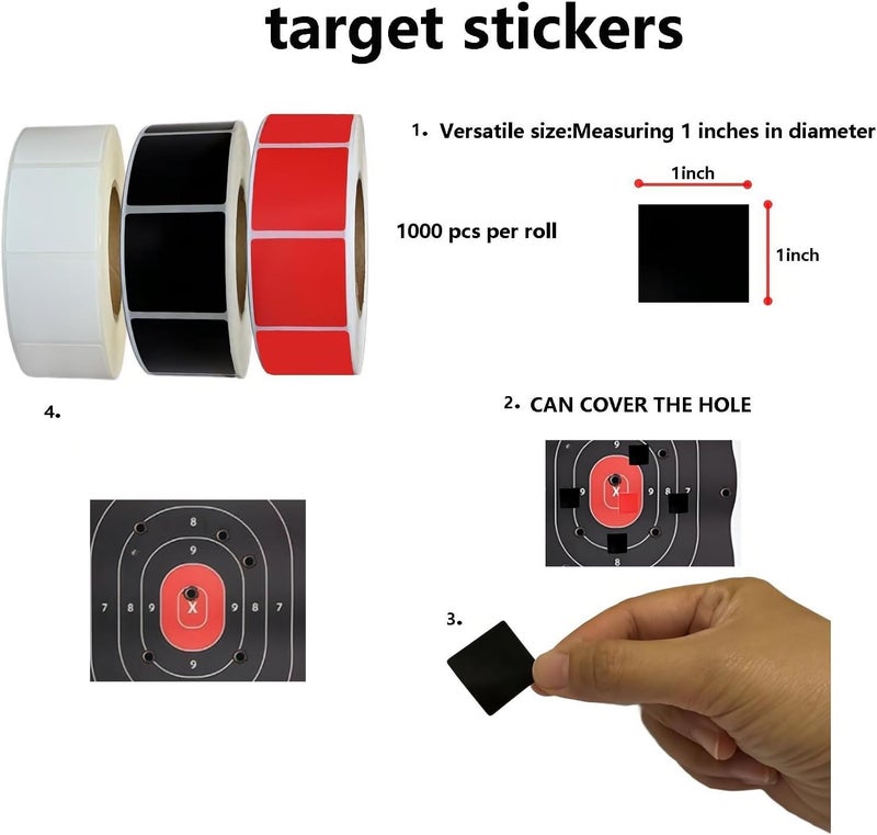 Chardime Target Pasters 1 inch 2 Rolls 2000 Pieces-Target Stickers and Pasters for Shooting Practice| Adhesive Markers for Shooting Range Targets - Image 2